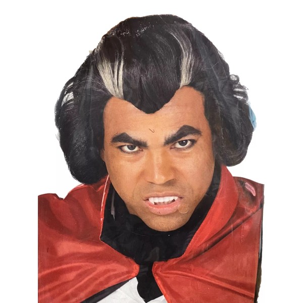Halloween Men's Black With Silver Streaks Vampire Wig
