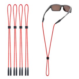 Omnful Eyeglasses Strap Holder, Glasses Strap - Eye Glasses Holders Around Neck - Adjustable Sunglasses Straps String for Men Women Kids - Eyewear Retainer Cord Chain Lanyard (4pcs Red)