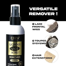 EBIN NEW YORK Wig Adhesive Remover Spray - Supreme 4.05oz/ 120ml | Fast Remove Wig Glue & Double Sided Hair Extensions Tape Adhesive| Gentle on Skin | Mist Pump & Nozzle Cap, Fast & Safe Remover
