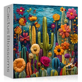 Cactus Puzzles for Adults 1000 Pieces,Unique Succulent Plant Puzzle Art,Cactus Flower Garden Puzzle,Colorful Impossible Challenge Jigsaw Puzzles for Adults