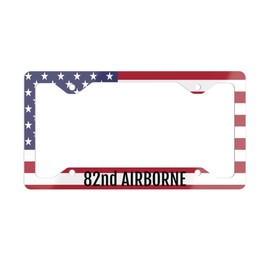82nd Airborne License Plate Frame Made in USA Buy American Patriotic License Plate Holder Fun Car Accessory