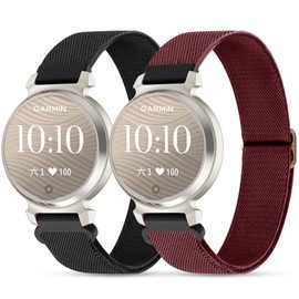 Elastic Nylon Bands Compatible with Garmin Lily 2, 14mm Stretchy Nylon 2 Pack Soft Loop Straps Quick Release Replacement Adjustable Wristband for Garmin Lily 2 Classic Smart Watch Accessory for Women