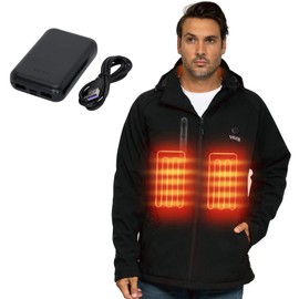 WESTON Men’s Heated Coat, 4 Heating Zones, 7.4V, 4800 mAH Rechargeable Battery, 3 Adjustable Heat Levels, Wind & Water Resistant, Withstands -25°C Temperatures | Machine Washable Heated Jacket (2XL)