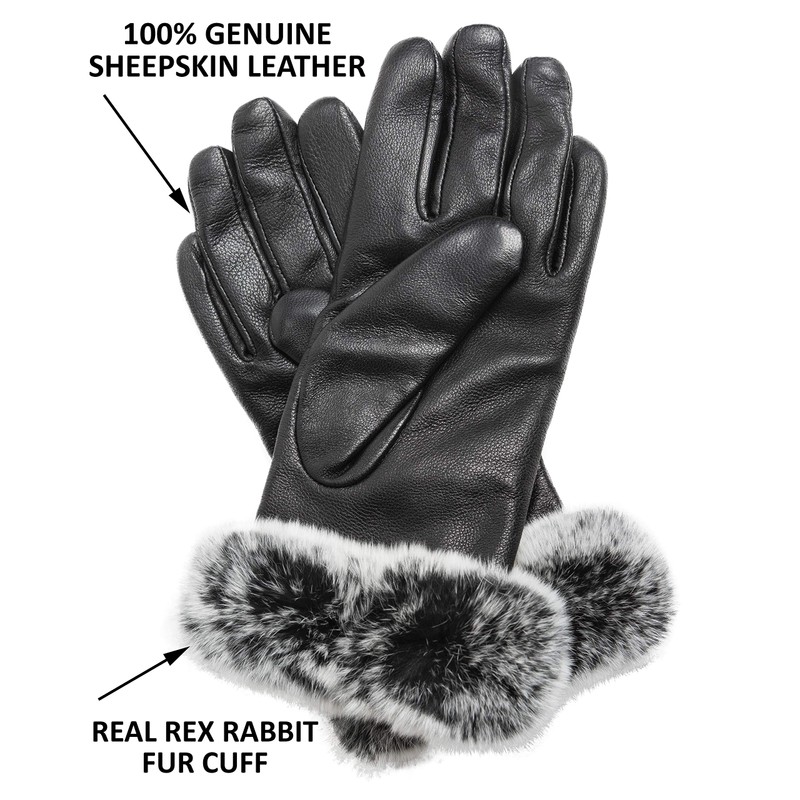 CANDOR AND CLASS Women's Touchscreen Cashmere Lined Leather Gloves, Gift