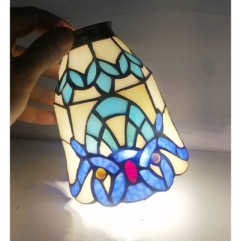 Tiffany glass lampshade, blue and white glass lampshade, baroque series