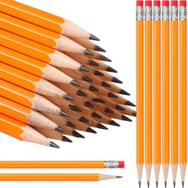 TecUnite 120 Pcs HB Pencils Unsharpened Pencils with Eraser Wooden Hexagonal Pencils for Adults Gifts Graphite Pencils for Exams Office Sketching(Yellow, Silver,Simple)