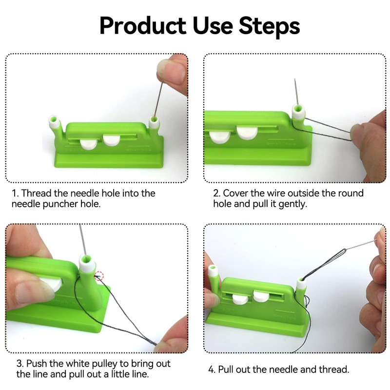 2Pcs Needle Threader, Automatic Threader Quick Sewing Threader Needle Threading