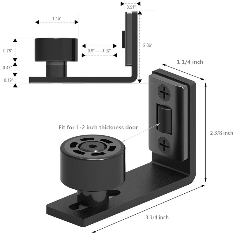 CCJH Sliding Barn Door Floor Guide Adjustable Wall Mount Flush