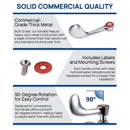 Sepaitek Commercial Faucet Handle Replacement Sink Faucet Handles 4" Hot/Cold Faucet Wrist Blade Handles Heavy Duty Commercial Kitchen Faucet Handles Suitable for Restaurant,School,Hospital(Red)