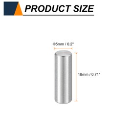 sourcing map 50pcs Dowel Pins M5(5mm) x 18mm 304 Stainless Steel Cylindrical Shelf Support Peg Pin Rod Fasten Elements for Metal Devices Wood Furniture DIY Installation, Silver