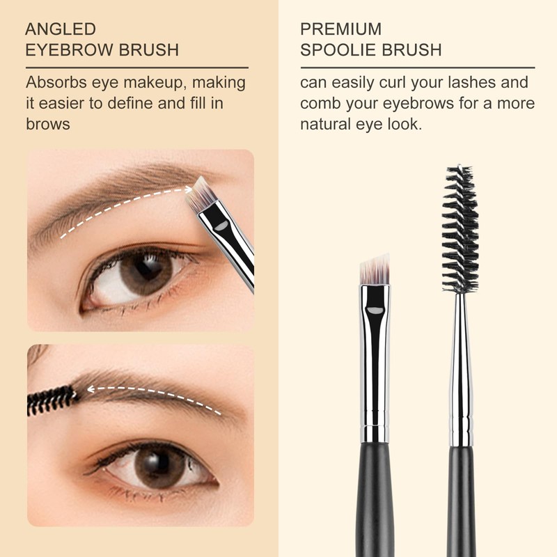 ACOSBRUOP Eyebrow and Spoolie Brush, Professional Angled Eyeliner Brush