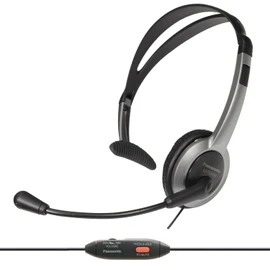 Panasonic Comfort Fit Headset for TCA Series Cordless Landline Phones, Foldable Headset with Flexible Noise-Cancelling Microphone and Volume Control, 2.5 mm Plug, Grey/Silver KX-TCA430