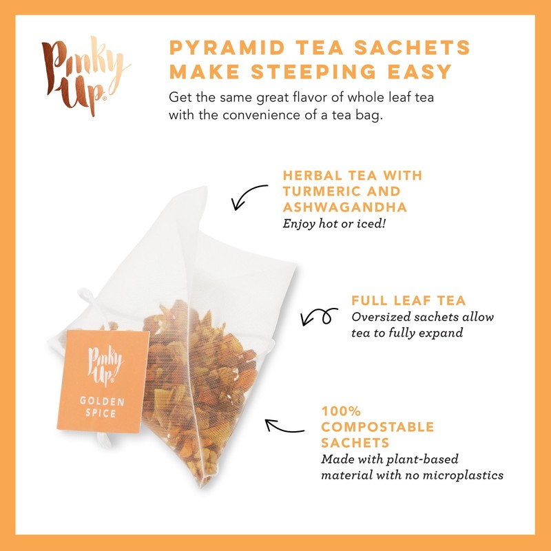 Pinky Up Golden Spice Herbal Tea, Herbal Tea with Turmeric