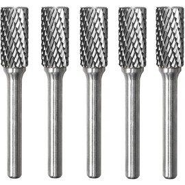 KOTVTM Carbide Burr SB-5 Die Grinder Bits Tungsten Double Cut Burr Bits (1/2" Cutter Dia X 1" Cutter Length) with 1/4" (6.35mm) Shank for Die Grinder Bits Metal Grinding Drilling Polishing (5pcs)