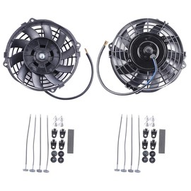 cciyu 7 Inch Universal Slim Radiator Cooling Fan Push Pull Electric 12V Mount Kit Plastic Black