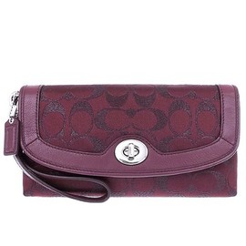 Coach F50098 Bordeaux SV/BX Signature Pouch, Women's, Small Item, Outlet Product, red (bordeaux)