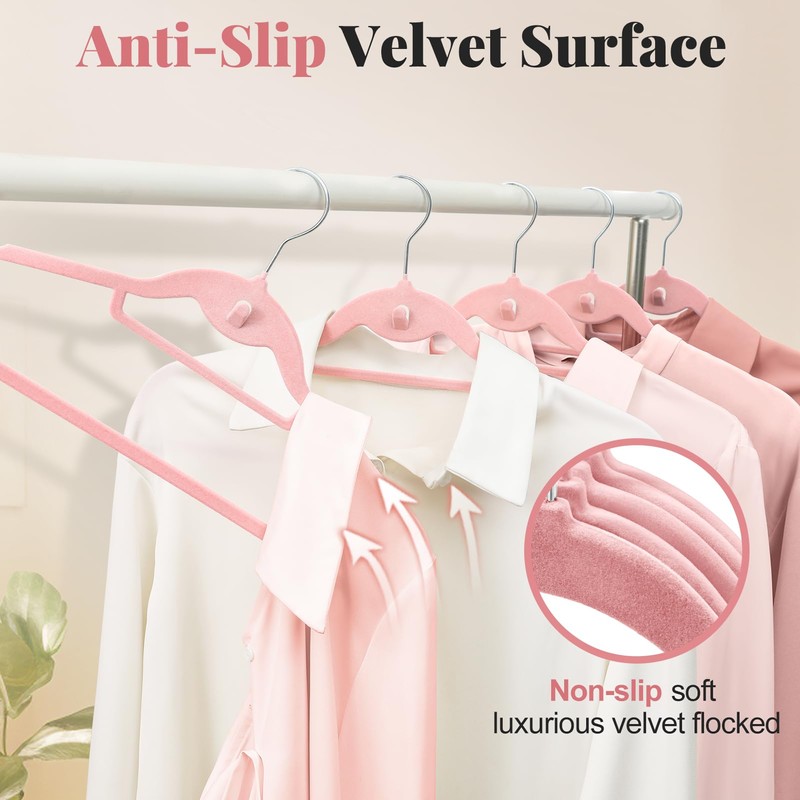 UEAKPIC Velvet Hangers 50 Pack, S-Shaped and Stackable Non Slip