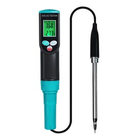 2 in 1 EC & Temperature Meter, Digital EC Meter for Soil with IP67 Waterproof Electrode, Portable Soil EC Meter Soil Tester with ATC for Gardening, Agricultural, Farming, Lawn, Plants