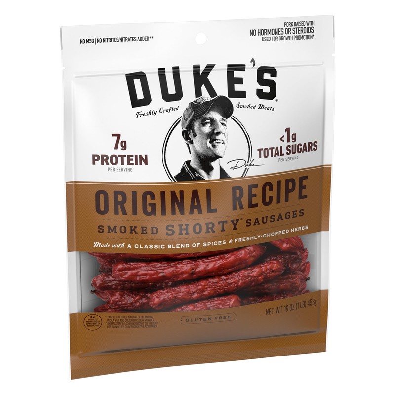 Duke's Pork Original Smoked Shorty Sausages, 7g Protein Per Serving,