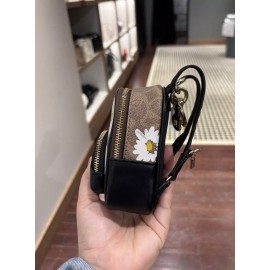 COACH CZ602 Mini Court Backpack Bag Charm Signature Canvas Floral Print Keychain