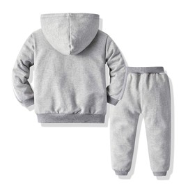 FAXSON - Conjunto de 2 piezas de ropa para niños pequeños y niñas, sudadera con cierre y pantalones, Gris, 5 Años