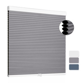 Cellular Shades Blackout Blinds Cordless Honeycomb Window Shades for Bedroom, Blinds for Window and Door, Home and Office, Grey, 29" W x 64" H