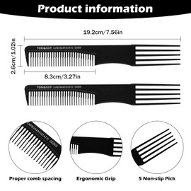 Professional Tail Comb for Women – Fine Tooth Anti-Static Rat Tail Comb with Long Handle for Sectioning, Parting, Teasing & Styling