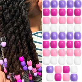 VENOFEN 48PCS Hair Beads Pink Purple Dreadlock Bead for Hair Loc Jewelry Accessories Mixed Color Kids Girls Pony Bead Hair Decorations