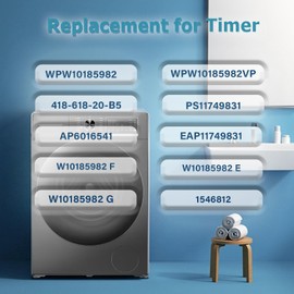 W10185982 WED4815EW1 Dryer Timer(OEM) Compatible with Whirlpool WED4800XQ0, WGD4800XQ0 etc, WPW10185982 Timer Replacement for 418-618-20-b5 PS11749831 AP6016541.230VAC 60Hz, 3-Year Warranty