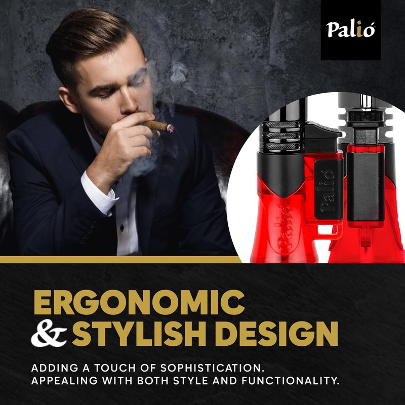 Palió Siena Single Jet-Flame Refillable Butane Torch Lighter, Red |