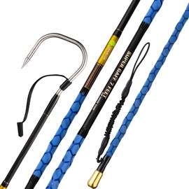 TRHUNTER Carbon Fiber Fishing Gaff Saltwater Fish Gaff with S316 Stainless Steel Fishing Hook (Blue Gaff - 7' - 4'' Hook)