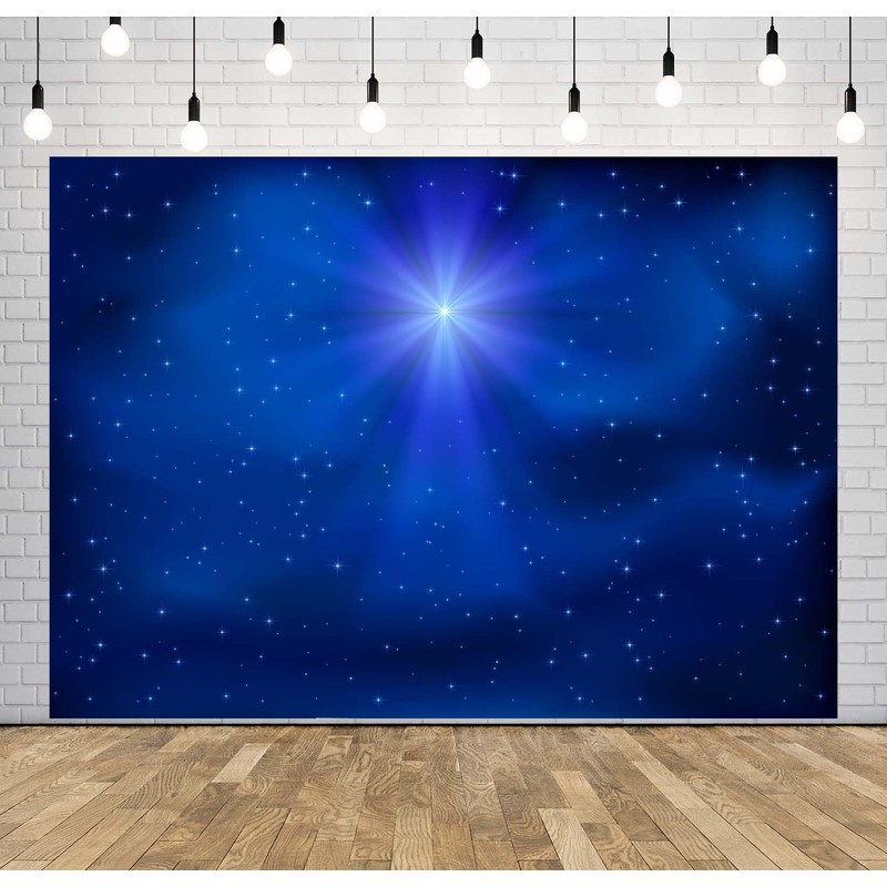 Corfoto Blue Starry Night Sky Backdrop Fabric - Star of