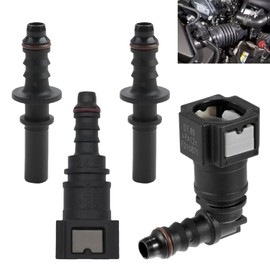 Set of 2 7.89mm ID6 SAE to 5/16 8mm Car Fuel Line Hose, 1 Set 90 Degree, 1 Set Straight, Quick Release Connector, Disconnect Hose, Fuel Hose Coupling