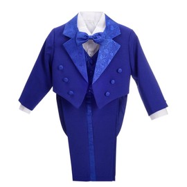 Dressy Daisy Baby Boy Classic Fit Tuxedo Royal Blue Suit 5 Pieces Set Formal Wear Wedding Outfit Size 9-12 Months, with Vest
