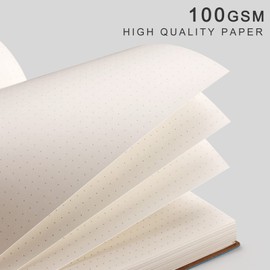 EMSHOI Dotted Journal Bullet Notebook,192 Numbered Pages B5 Large Dot Grid Composition Notebook with 100gsm Thick Dotted Paper, Softcover Leather, Inner Pocket, 7.48"x10.15"-LightBlue