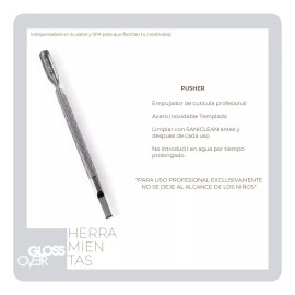 Gloss Over Empujador De Cuticula Acero Inoxidable Pusher Gloss Over