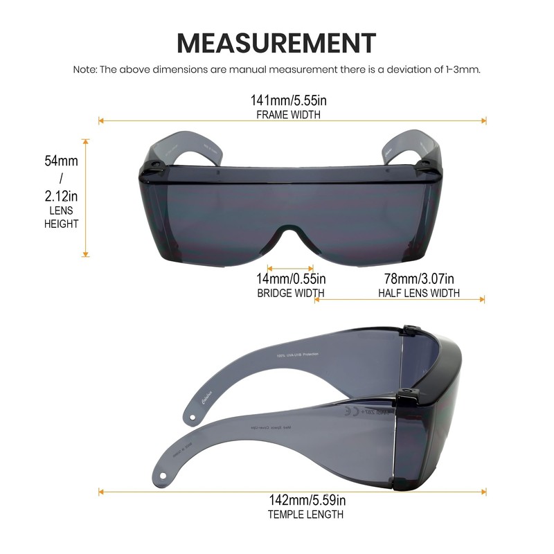 Calabria 3000 Fit Over Safety Glasses Fitover Prescription Eyewear Smoke