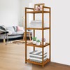 Utoplike Teak Wood Bathroom Shelf Organizer Stand, Standing Shelves Shower