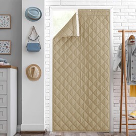 NICETOWN Thermal Insulated Door Curtain Oxford Cloth Thicken Cotton Fiber Filled, 42"x82" Energy Saving Pet Friendly Thick Draft Stopper with 3 Hanging Ways, Keep Cool/Warm, Taupe, 1 PC