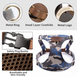 Dog Harness, No Pull Dogs Harness and Multi-Function Leash Set for Medium Dogs Easy Walk Everyday Adjustable Soft Dog Vest Harness Fashionable Dog Accessories Camouflage Green-M+