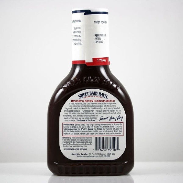 Sweet Baby Ray's BBQ Sauce- Hickory & Brown Sugar - 18 Ounce- Squeezable-(Pack of 6)