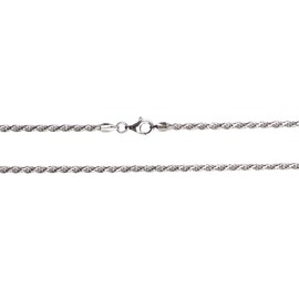 925 Sterling Silver 2.30 mm Diamond-Cut Rope Chain Necklace with Pear Shape Clasp-Rhodium Finish