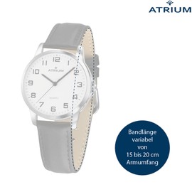 Atrium Ladies Ultra Clear Silver Quartz Watch 3 Bar Leather Strap A37-10, black, Strap.