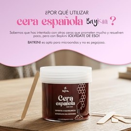 Baykini Cera Española para Depilar Frutos Rojos | Tarro 250 g para Microondas | Cera Depiladora para Piel Sensible y Vello Delgado | Depilación Facial Rápida y Sin Residuos