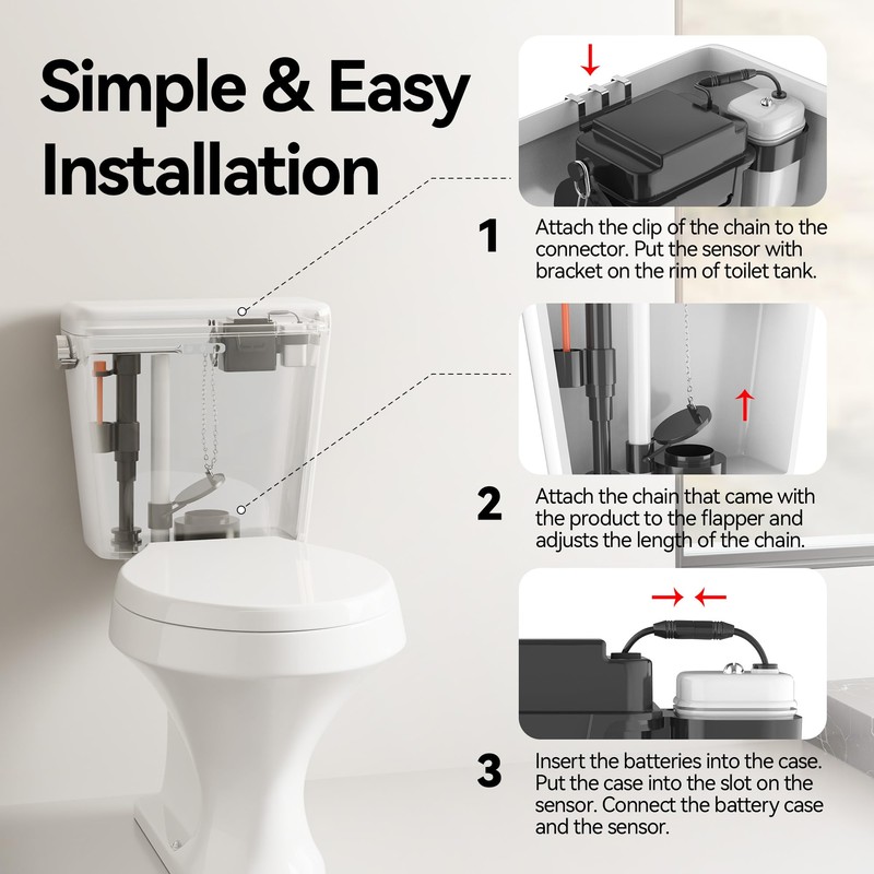 Techo Touchless Toilet Flush Kit, Adjustable Sensor, 1256315 Adapt k1954,