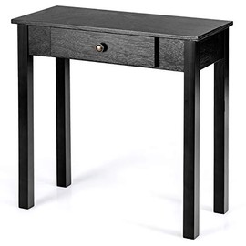 Giantex Console Table with Drawer and Solid Wood Legs Accent Table for Living Room, Bedroom Hallway,Small Space Simple and Modern Entryway Table (Black)