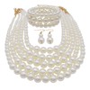 Juego de collar de perlas grandes de imitación para mujer,