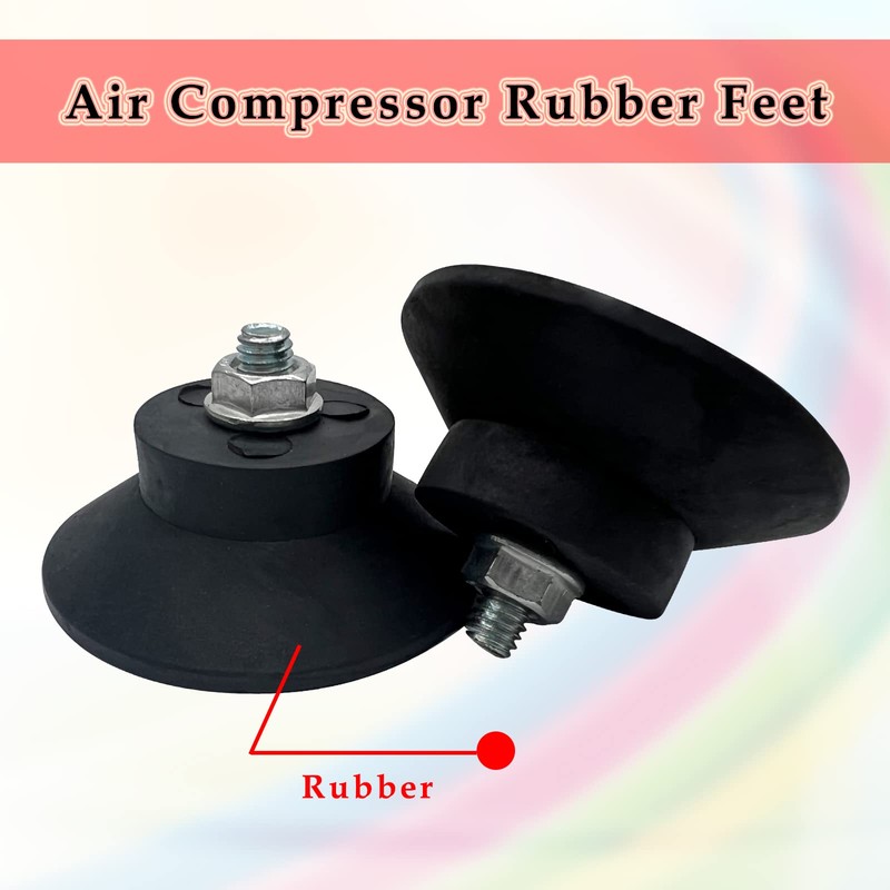 4Pcs Air Compressor Rubber Feet,No Oil Machine Shock-Absorbing Foot Pads,Black(M6