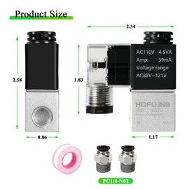 HOFUJNG Solenoid Valve 1/4" NPT, 2 Way, Normally Closed, with Junction Box. 2V025-08 (AC110V)