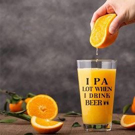 Futtumy Beer Gifts for Men, 15oz IPA A Lot When I Drink Beer Glass, Gifts for Beer Lovers Men Women Dad Boyfriend Hubby Friends Uncle Brother, Funny Beer Pint Glass for Christmas Birthday Retirement
